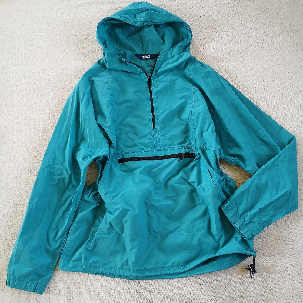woolrich vintage 90s gorpcore teal half zip nylon anorak pullover jacket large